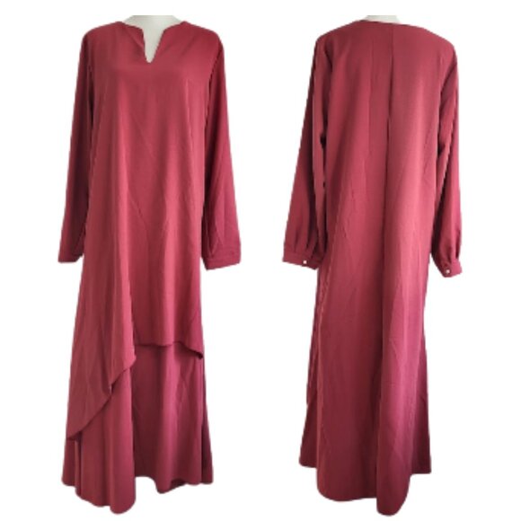 OC ORDER PLUS Long Layered Burgundy Maxi Dress - Women's Plus Size 3X - Picture 2 of 6